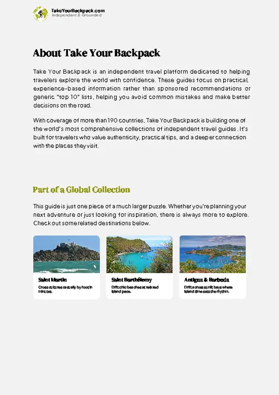 example page 1 from our offline Travel Guide for Sint Maarten